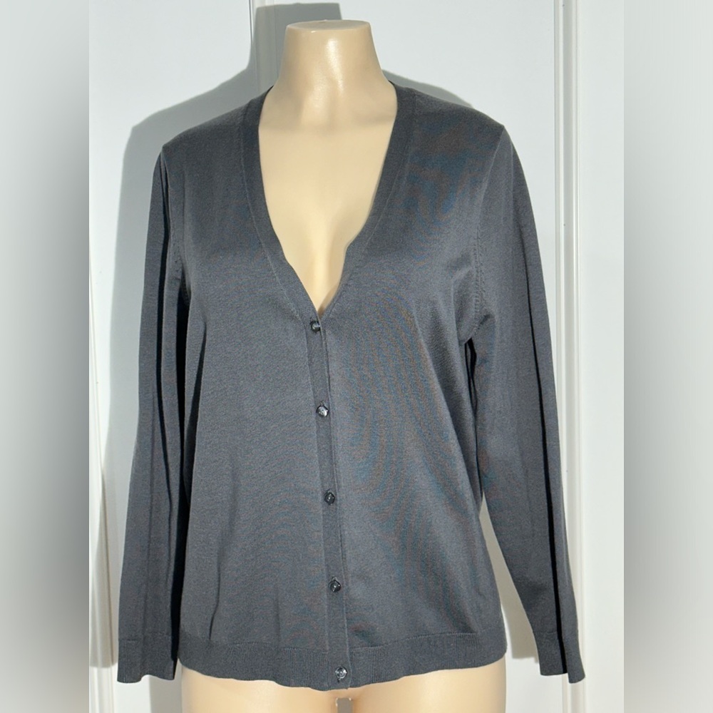 The Outfitters By Lands End Womens Gray Long Sleeve Sweater Cardigan Size L